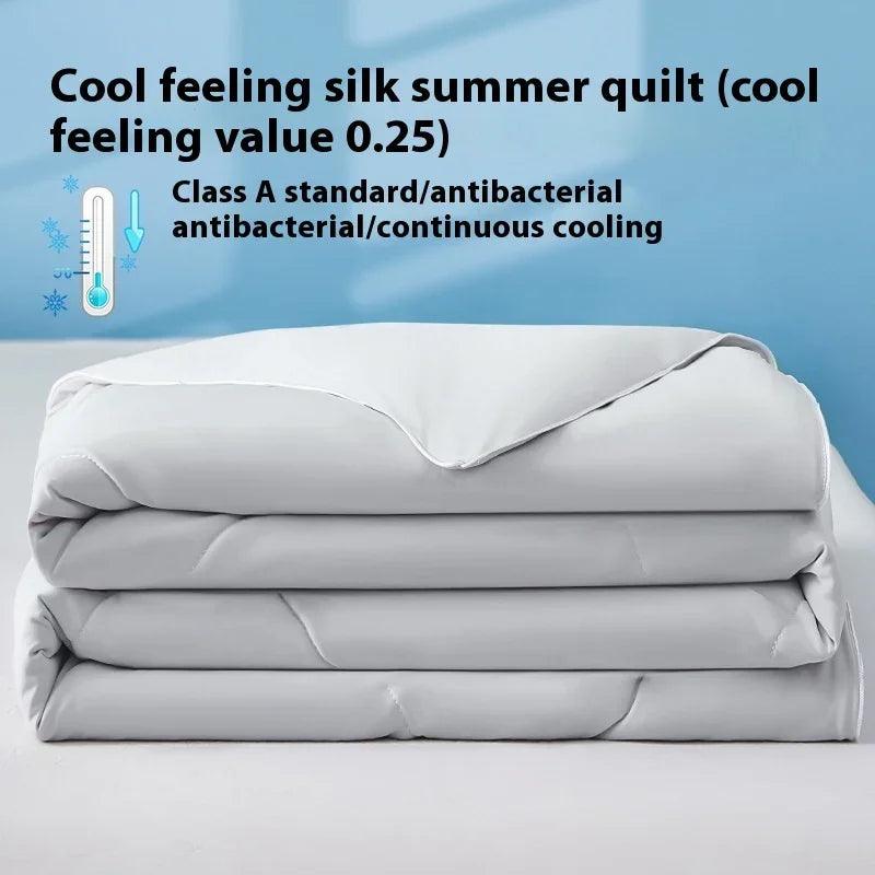 Pure Color Cool Silk Summer Blanket Airable Cover Single Double Summer Ice Cream Ice Silk Summer Quilt Machine Washable Thin Duvet EX-STOCK Canada