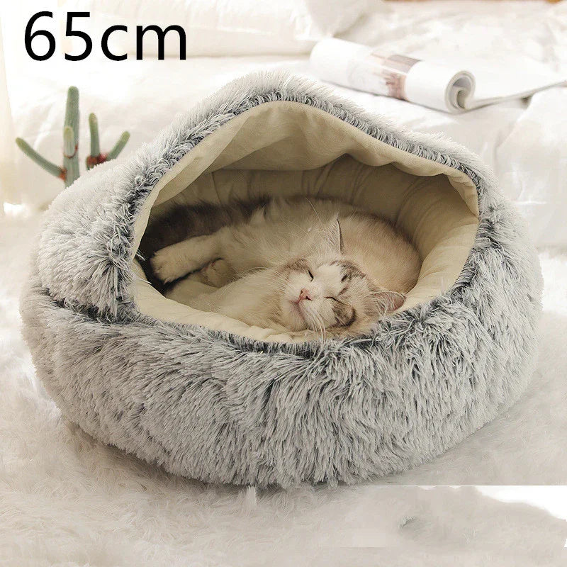 Cama para Perros y Gatos 2 en 1 Cama de Invierno para Mascotas Redonda de Felpa Cálida Suave Cama de Felpa Larga para Mascotas Productos para MascotasEX-STOCK Canada