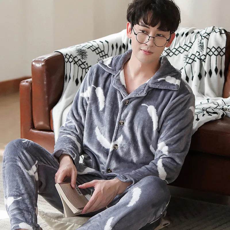 Flannel warm and thickened men's pajamas - EX-STOCK Canada