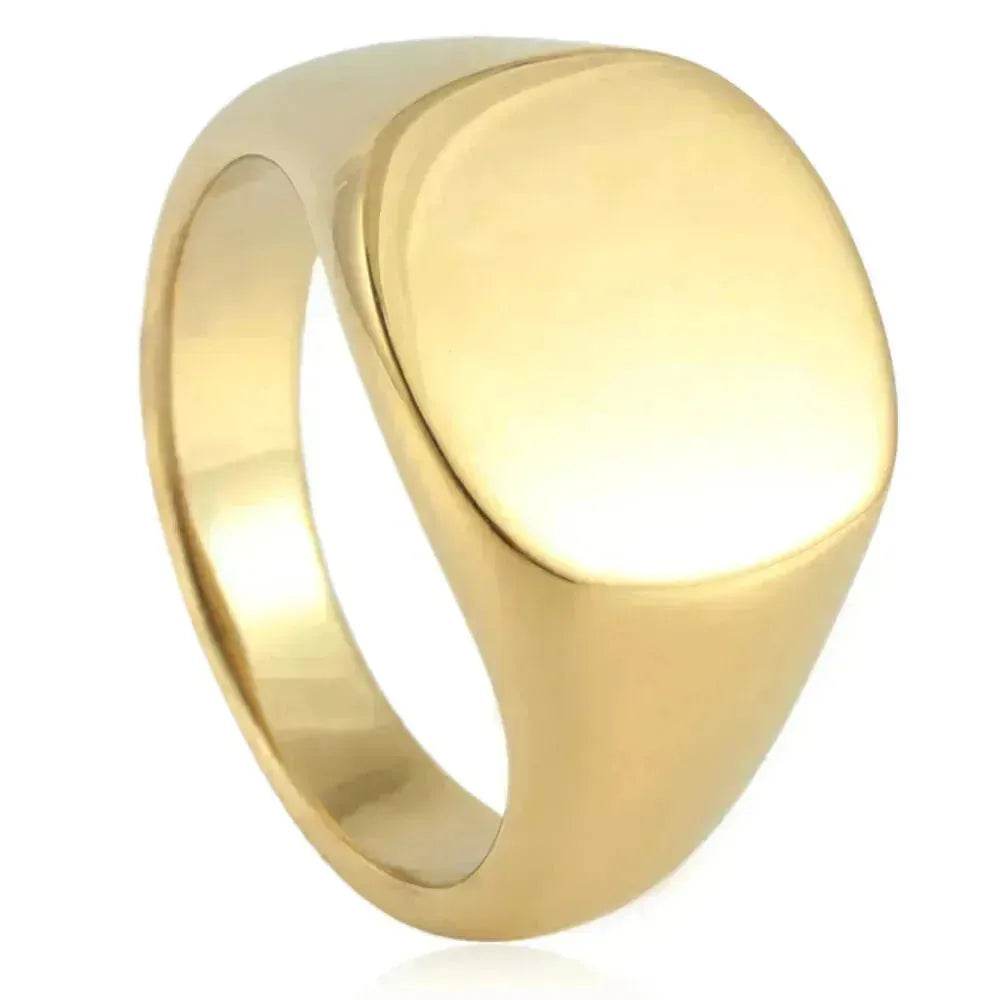 European And American Style Minimalist Titanium Steel Smooth Seal Ring for Men and Women - EX-STOCK Canada