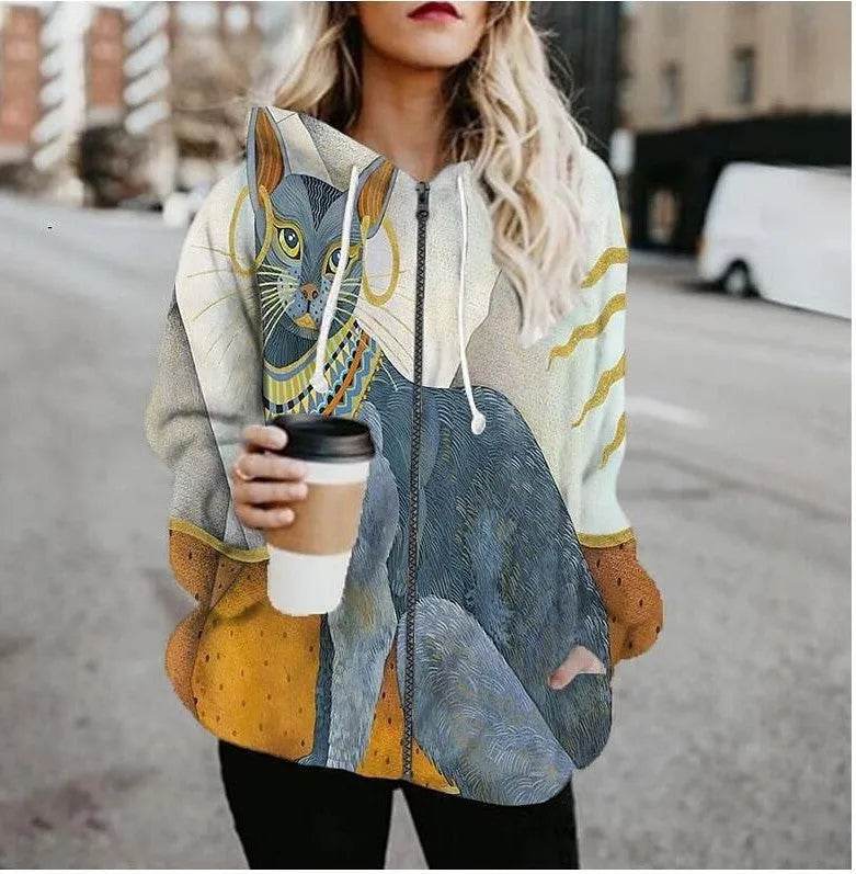 Printed Anime Cartoon Casual Fashion Zip up Hoodie Cardigan women - EX-STOCK Canada