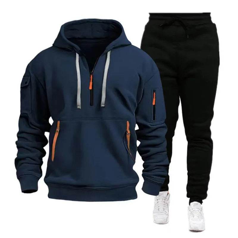Men's pocket Half Zipper Hoodie Sweatshirt Pullover Sportswear - EX-STOCK Canada