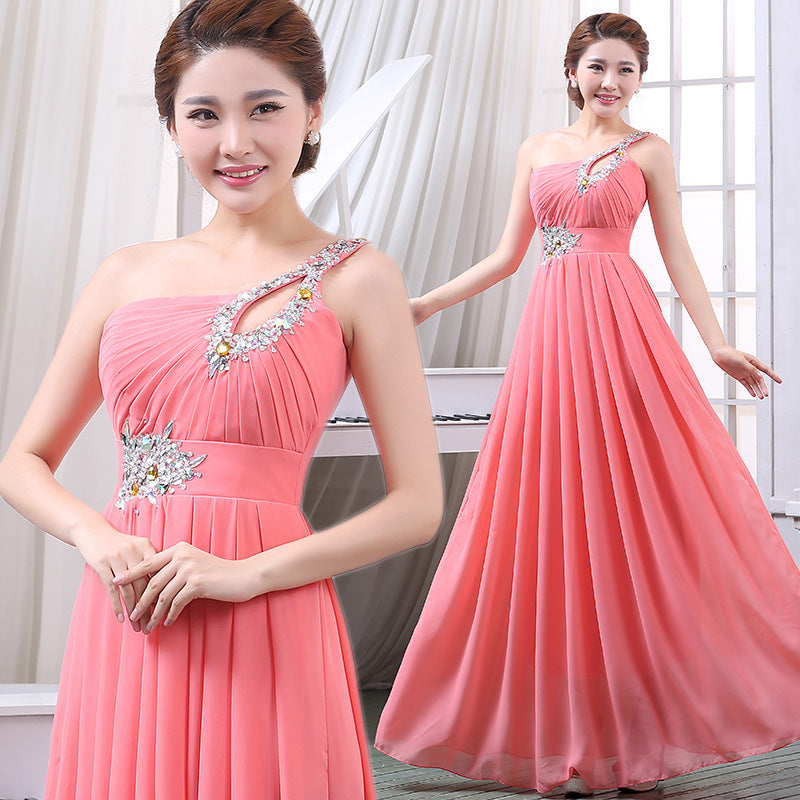 Robe de soirée une épaule dîner banquet longue banquetEX-STOCK Canada
