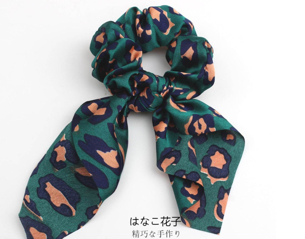 4pcs Leopard Pattern Silk Scarf Hair Scrunchie - EX-STOCK Canada