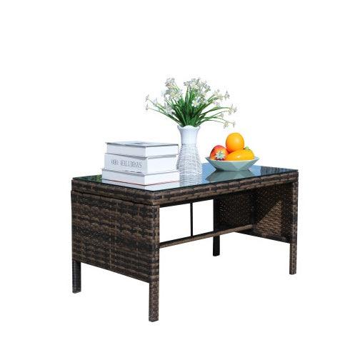 Muebles de Patio al Aire Libre 1 Mesa de Café con Vidrio Templado TransparenteEX-STOCK Canada