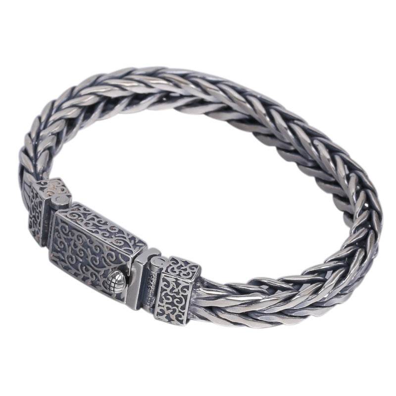 925 Sterling Silver Jewelry Men's Braided Rattan Bracelet EX-STOCK Canada