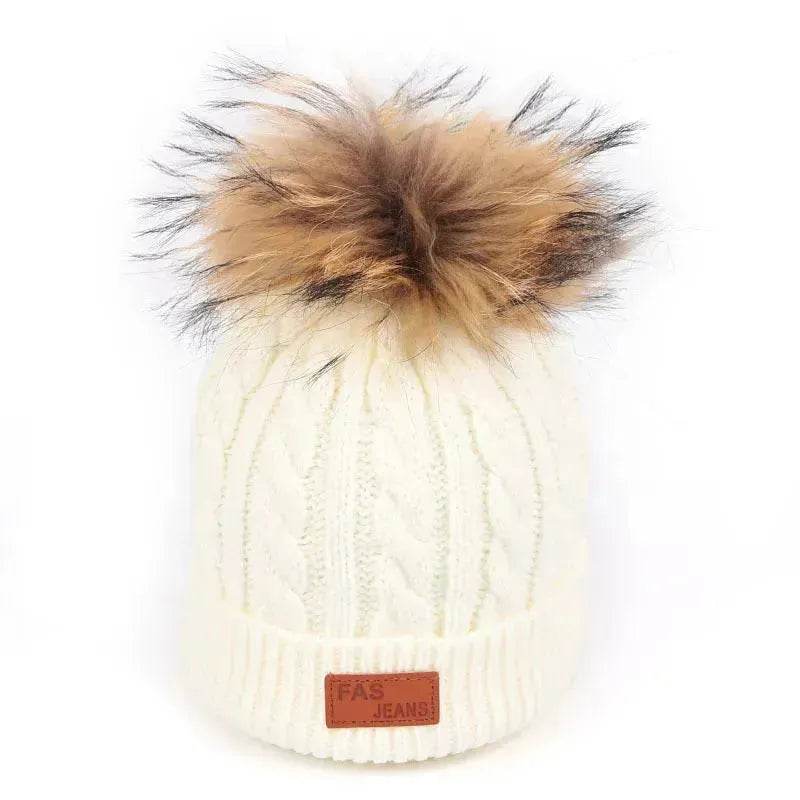 Children Winter Hat kids beanies Kids winter hat baby boy and girl warm woolen beanies faux fur beanies - EX-STOCK Canada