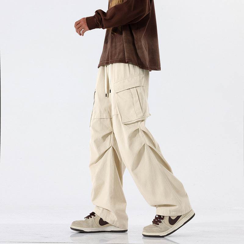 Overalls Men's Retro Trendy Pleated Straight-leg Baggy Cargo Pant Trousers Casual - EX-STOCK Canada