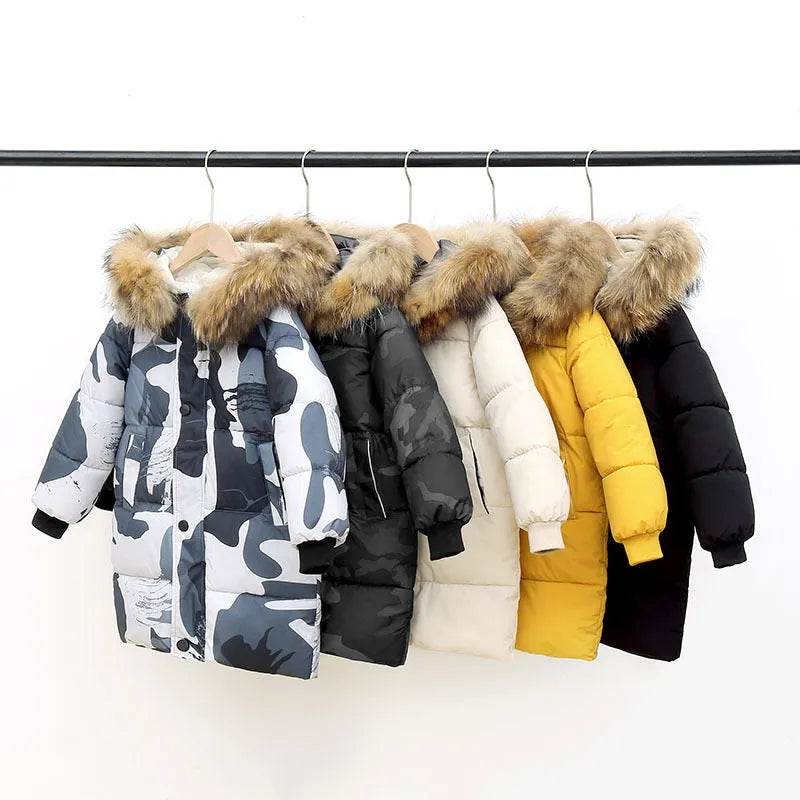 Big Fur Collar Mid-length Medium And Large Children's Clothing Thick Winter Wear Coat - EX-STOCK Canada