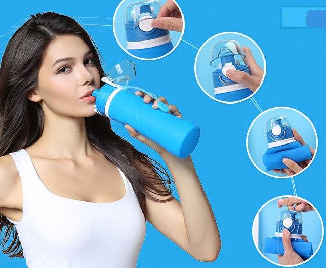 Foldable silicone Travel Hydrating water bottle - EX-STOCK Canada