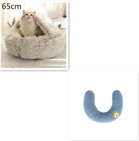 Cama para Perros y Gatos 2 en 1 Cama de Invierno para Mascotas Redonda de Felpa Cálida Suave Cama de Felpa Larga para Mascotas Productos para MascotasEX-STOCK Canada