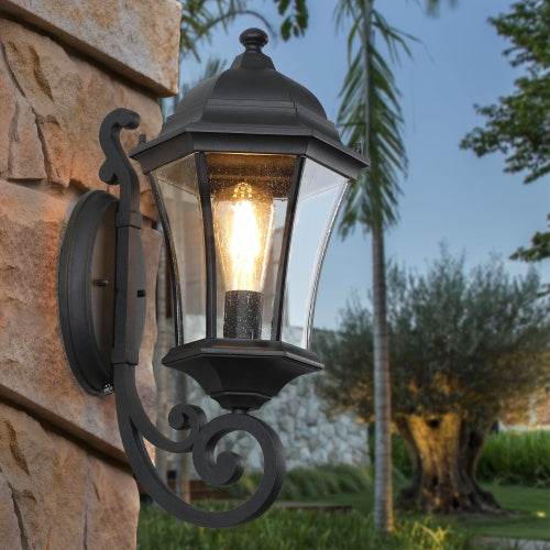 Outdoor Waterproof Glass Retro Wall Light Support Many Types Of Bulbs -2 Packs With Light Sensing - EX-STOCK Canada