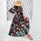 Fashion Florals Print Long Sleeve Dress Casual Holiday Tight-waisted V-neck Dresses Women Clothing - EX-STOCK Canada