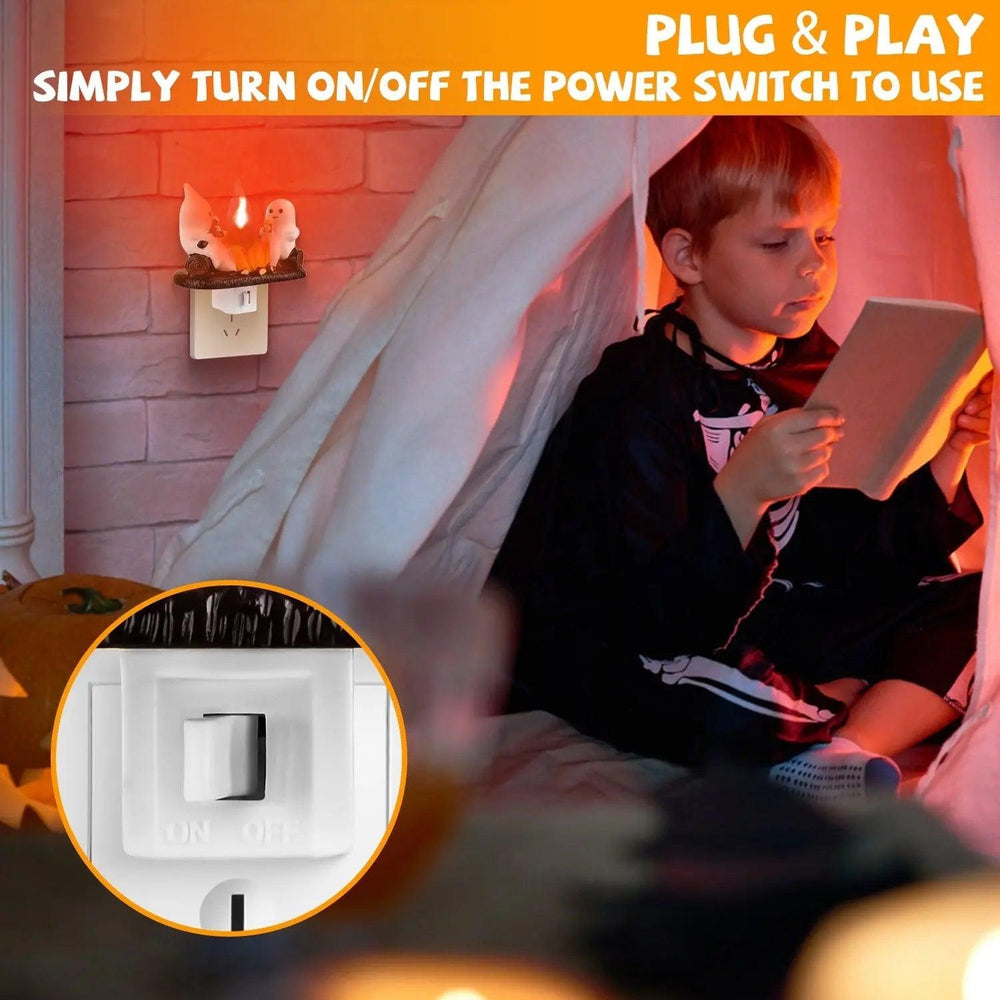 2Pcs Ghost Campfire Flickering Flame Night Light Indoor 3D Funny Halloween Nightlight Decoration Bedroom Night Light Halloween Decoration Gift For Friend Family - EX-STOCK Canada