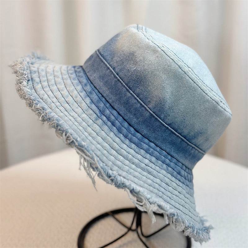 Summer Denim Bucket Hat for women Distressed Sun-proof Face-showing Small Hat - EX-STOCK Canada