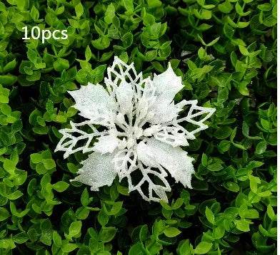 Glitter Artifical Christmas Flowers Christmas Tree Decorations For Home Fake Flowers Xmas Ornaments New Year Decor - EX-STOCK Canada