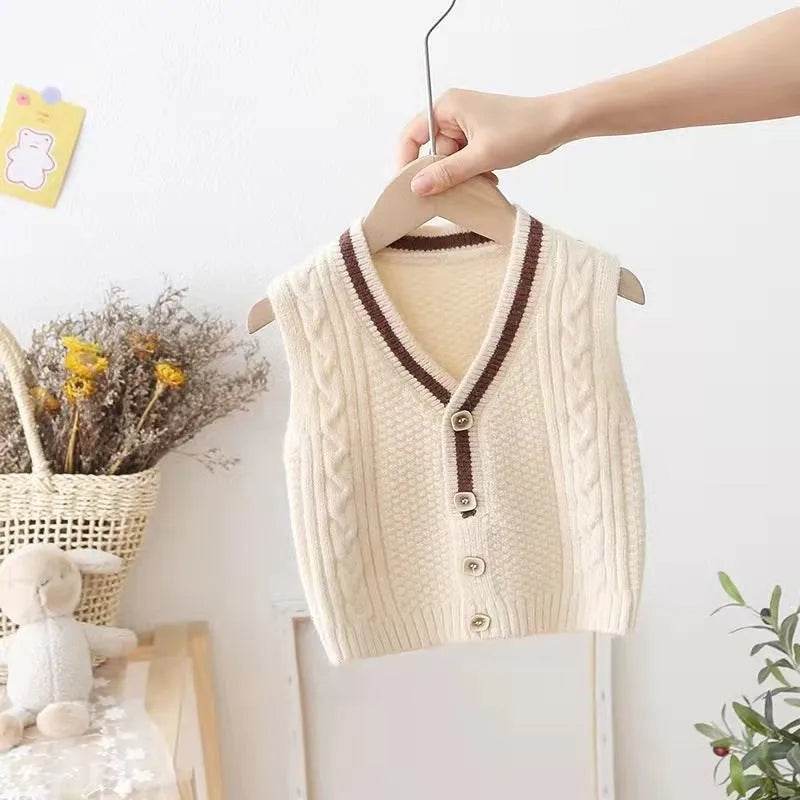 Children Knitted Chunky Sweater Outwear Vest kids - EX-STOCK Canada