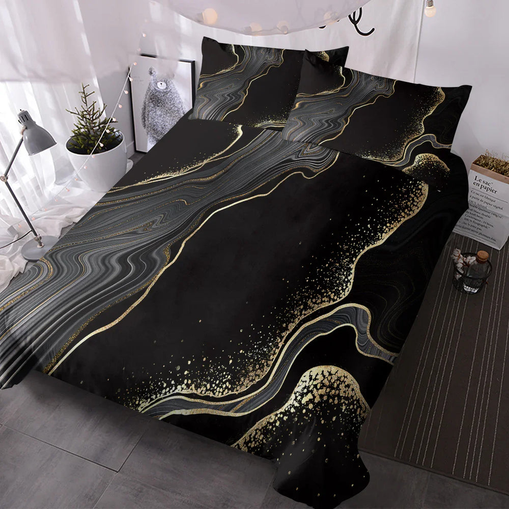 Black Gold Grey Marble Bedding Watercolor Marble Duvet Cover Set Abstract Chic Printed Design Quilt Cover Single 1 Duvet Cover 2 Pillowcases EX-STOCK Canada