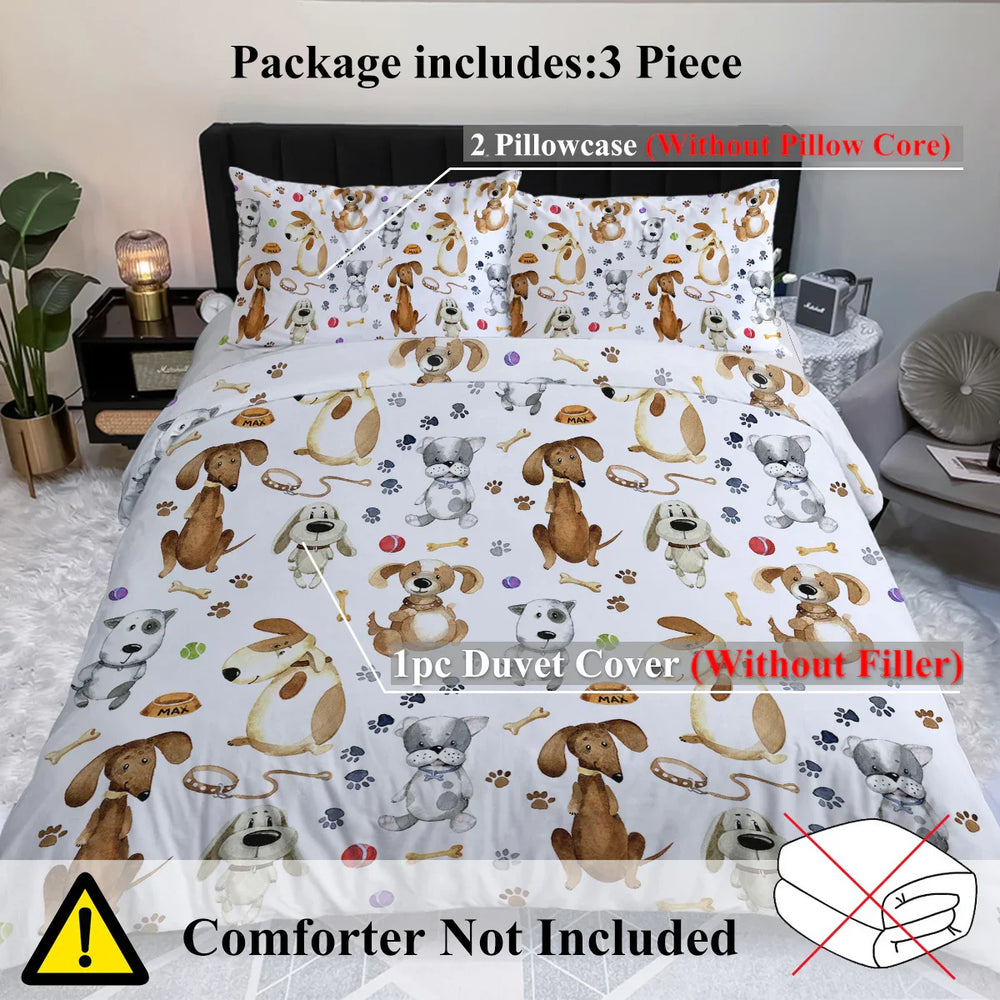 Kids' Duvet Cover Sets Animals Pastel Duvet Covers Cartoon Dogs Paws Pattern Bed Sets 3 Pieces 1 Duvet Cover And 2 Pillow Cases Cute Puppy Dogs Bedding For Kids EX-STOCK Canada