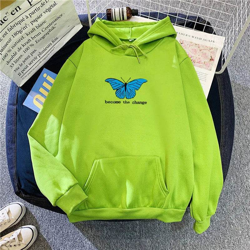 Women Single Butterfly Autumn And Winter Loose Hoodie Pullover sweatshirt - EX-STOCK Canada