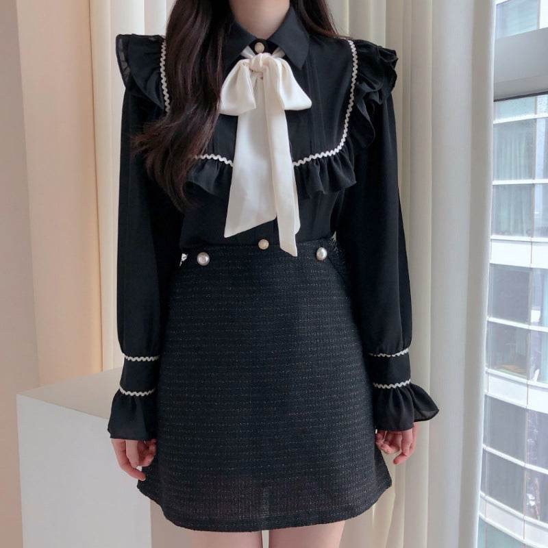 Elegant Bow Ruffled Tied Flared long Sleeves Shirt For Women - EX-STOCK Canada