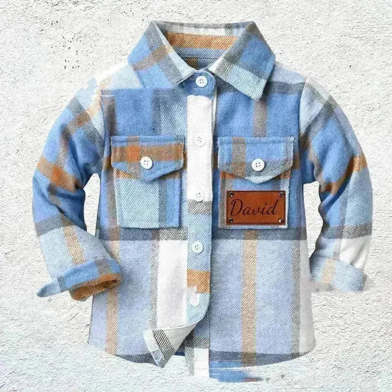 Baby Boy Cashmere Flannel à carreaux de bouton chemise veste enfants