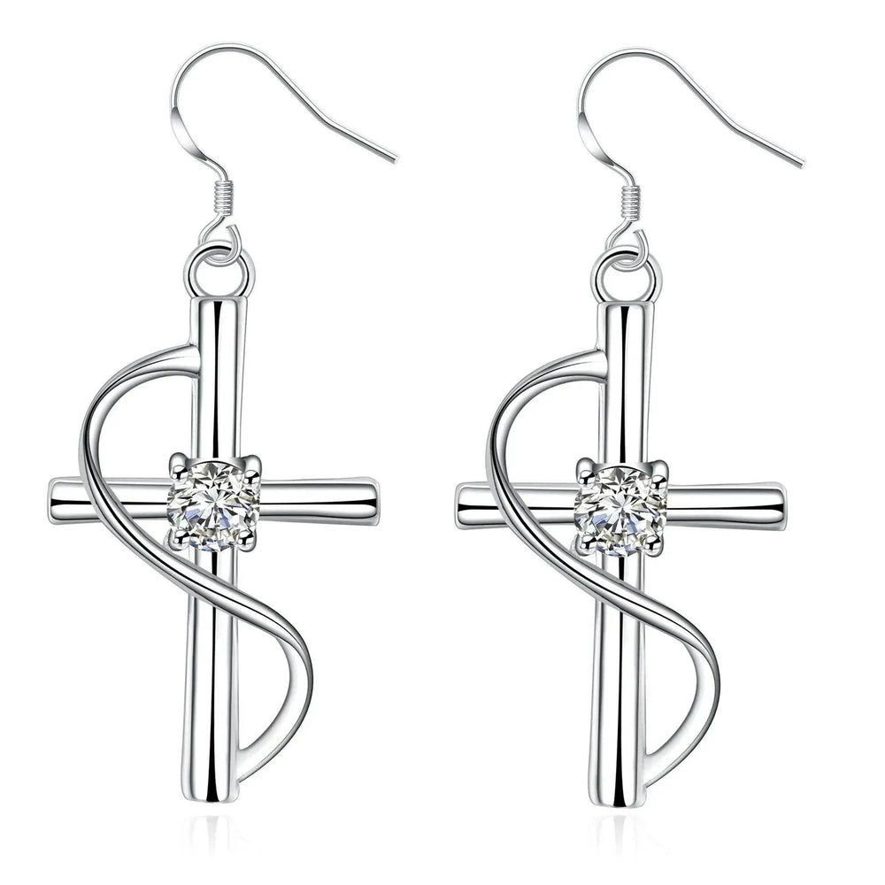 New Cross-border Popular Elongated Silver Dangling drop Earrings - EX-STOCK Canada