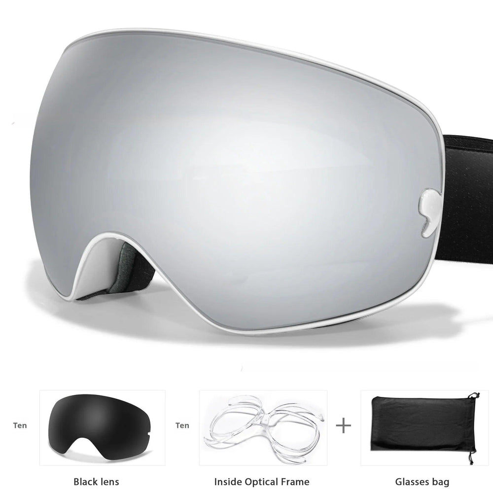 Lunettes anti-buée pour hommes et femmes, carte myopie, revêtement, protection oculaire sphérique large, équipements de ski et d'alpinismeEX-STOCK Canada