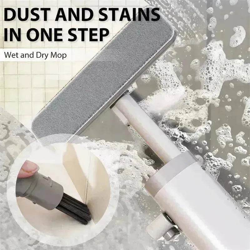 Rotatable Self-Squeeze Mini Mop With Crevice Brush Hand Wash-Free Flat Squeeze Mop With 2 Reusable Microfiber Pads, Microfiber Mop For Wet Dry Use Self Wringing Flat Mop For Floor Cleaning - EX-STOCK Canada