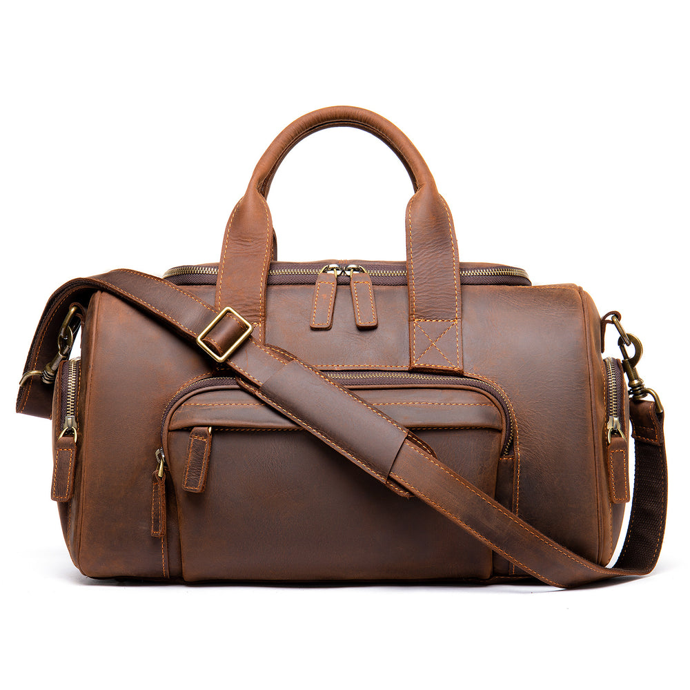 New Leather Handmade Retro Leather Men's Hand Luggage Bag Large Capacity | EX-STOCK Canada