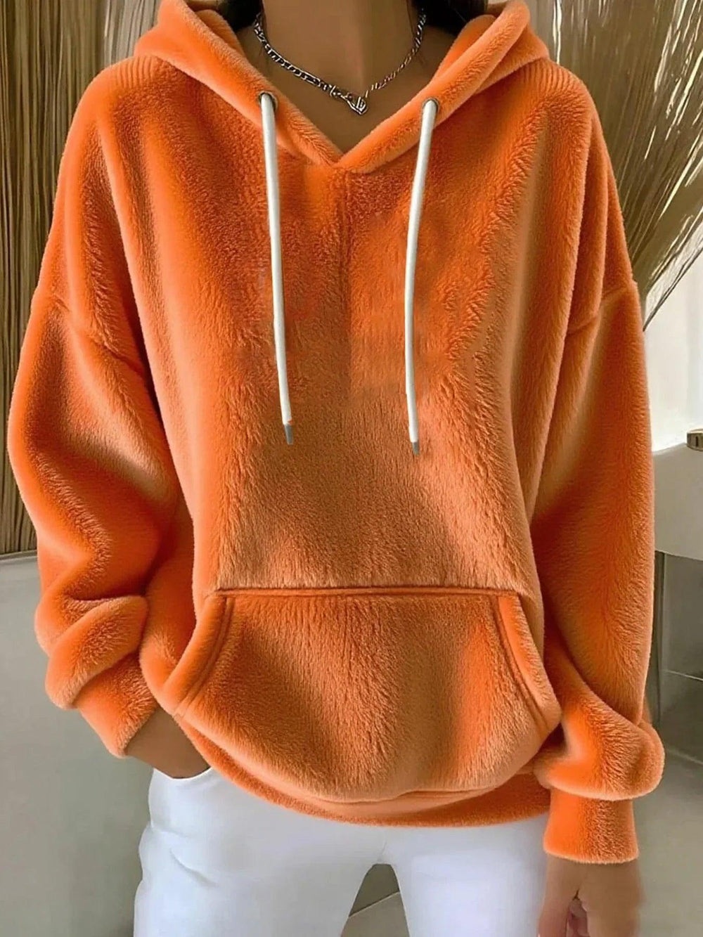 Sweat-shirt polyvalent pour femme en laine d'agneau unie, doublé, pour l'automne et l'hiverEX-STOCK Canada