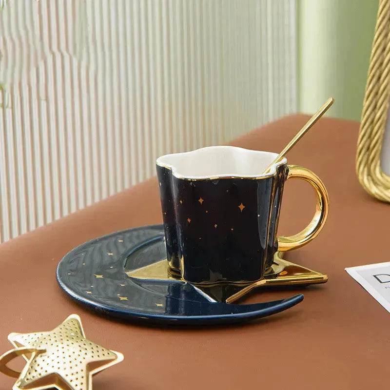 4pc set Creative Porcelain Ceramic Coffee Cup With Star And Moon Saucer - EX-STOCK Canada