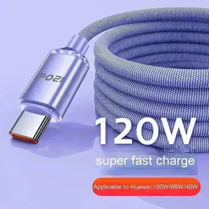 120W Data Cable Type-C Mobile Phone Charging Cable - EX-STOCK CANADA