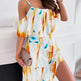 Flower Printed Ruffled Suspender Dress Summer Off-the-shoulder Strap Dresses Women - EX-STOCK Canada