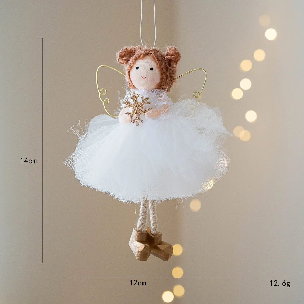 Christmas White Tulle Skirt Golden Wings Angel Girl Pendant EX-STOCK Canada
