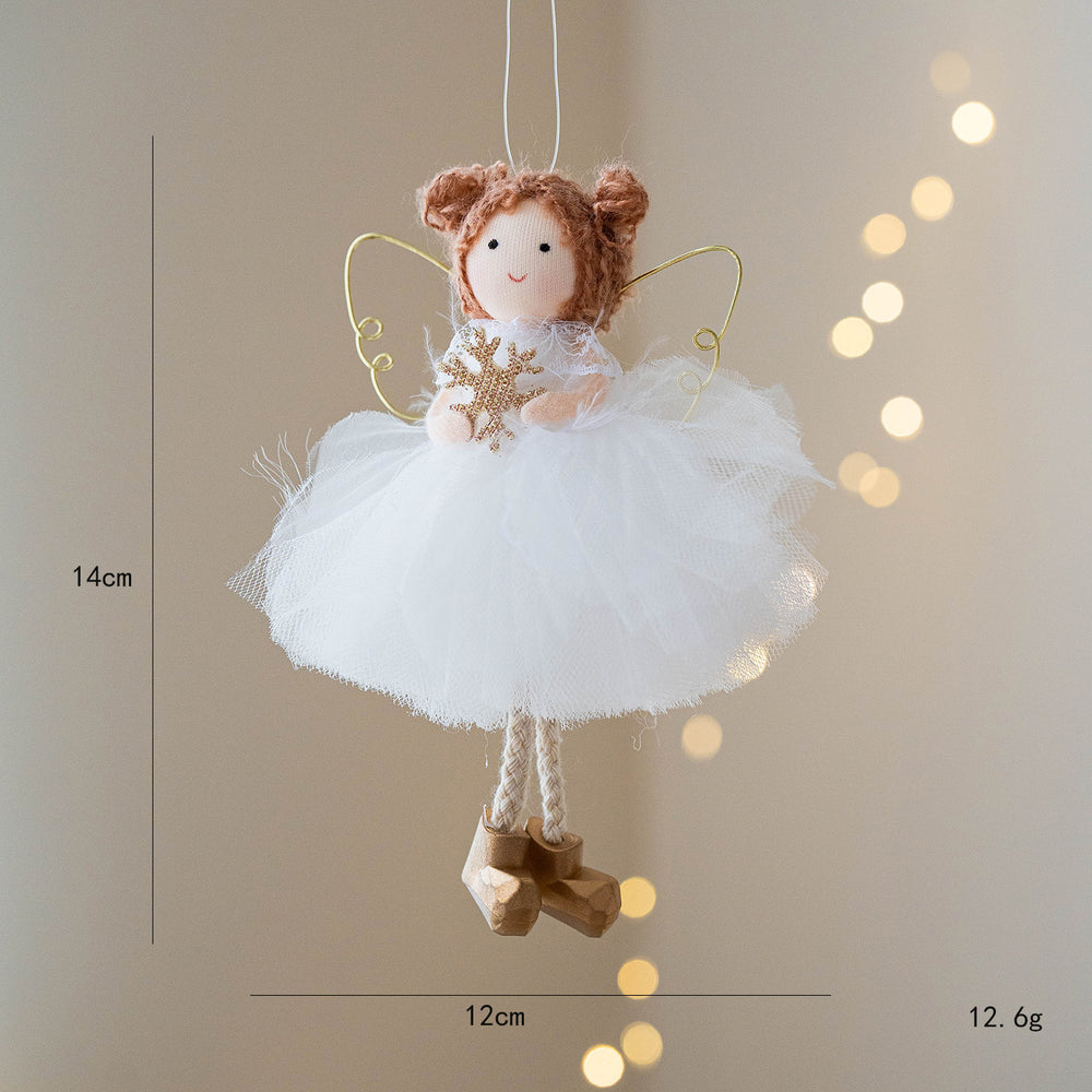 Christmas White Tulle Skirt Golden Wings Angel Girl Pendant EX-STOCK Canada
