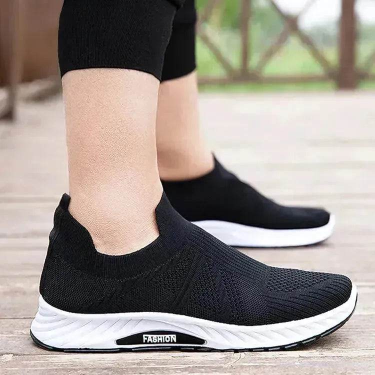 Casual Slip-on Mesh Sports Shoes Flying Woven Soft Breathable Running Walking Flat Shoes Men - EX-STOCK Canada