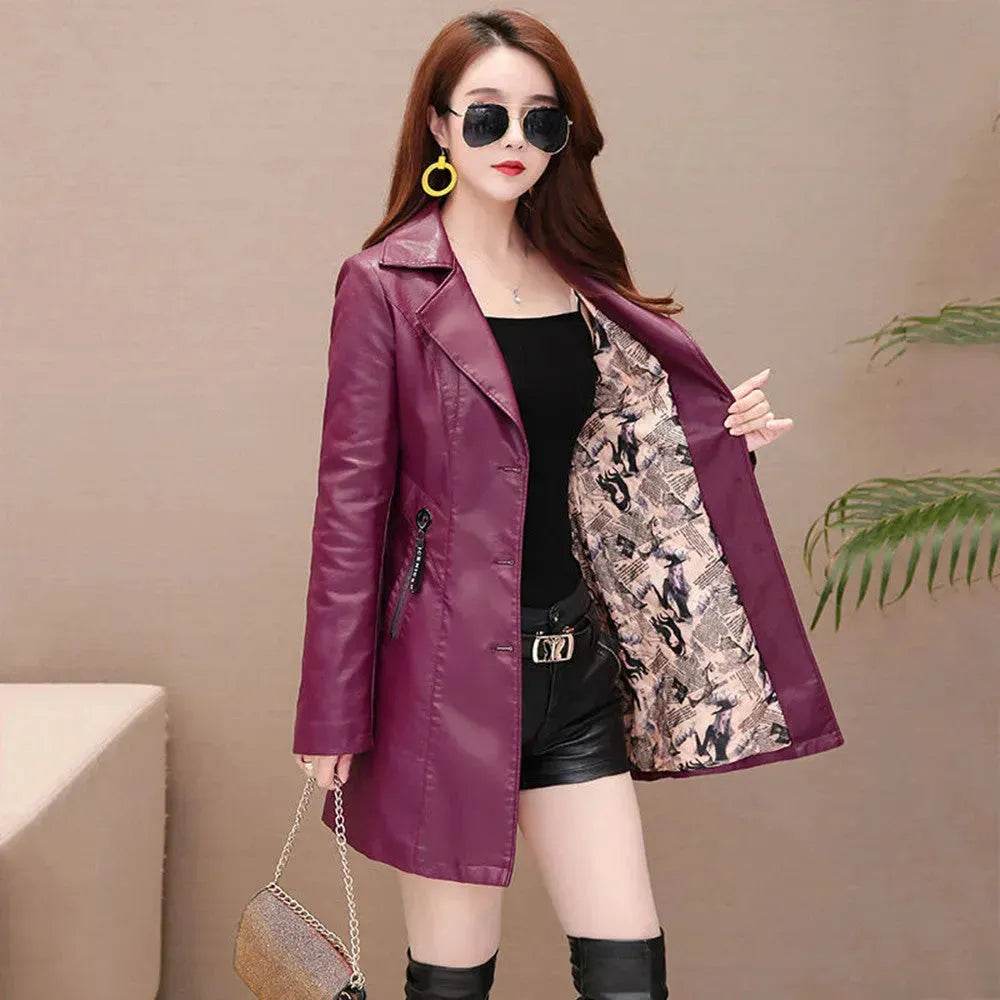 Elegant Fashion Slim fit Long Sleeve Leather Mini Blazer Dress - EX-STOCK Canada