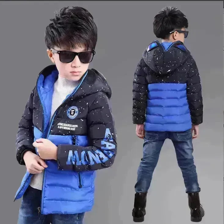 Fashion Boy's Glasses Hooded Warm Cotton Coat - EX-STOCK CANADA