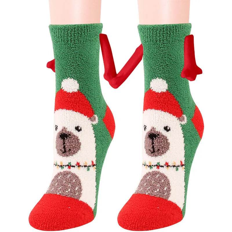 Soft Carton Christmas-themed Fleece Winter Home socks for Women - EX-STOCK Canada