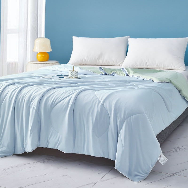 Pure Color Cool Silk Summer Blanket Airable Cover Single Double Summer Ice Cream Ice Silk Summer Quilt Machine Washable Thin Duvet EX-STOCK Canada