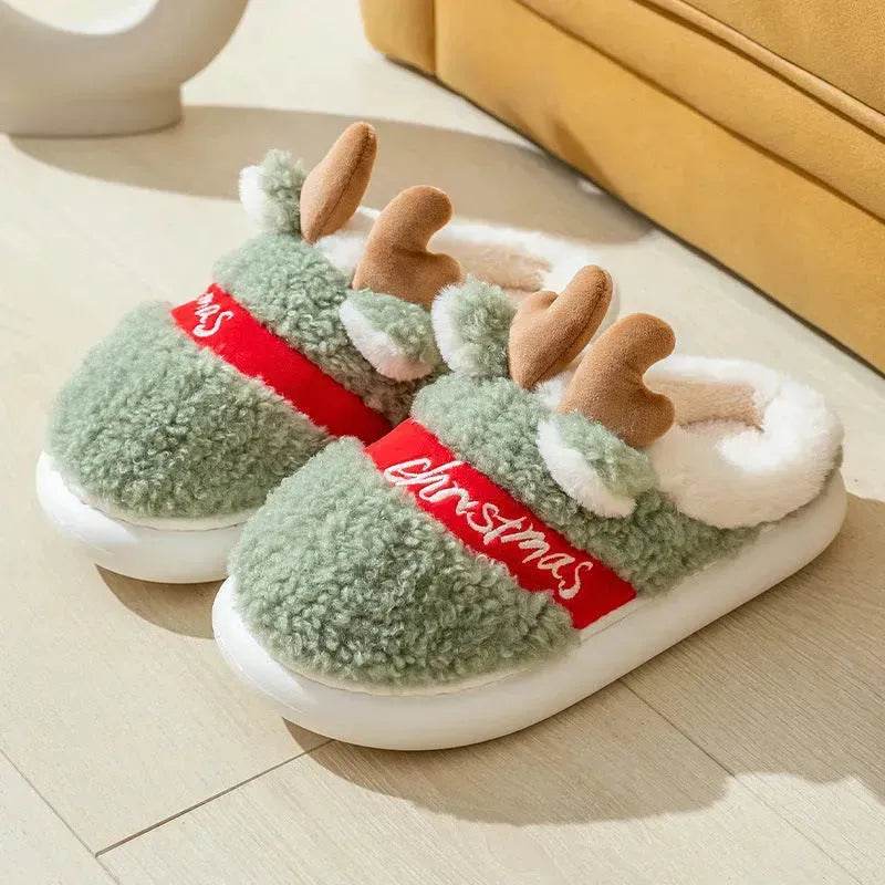 Christmas Shoes Winter Home Slippers Elk Soft Cozy Bedroom Slipper Slip On House Shoes - EX-STOCK Canada