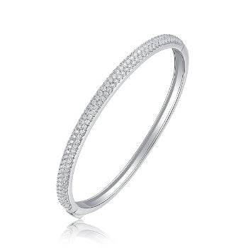 Classic Fashion Bridal Pave AAA Cubic Zirconia Princess Cut CZ Eternity Tennis Stackable Bangle Bracelet For Women, Prom, Wedding Silver Plated 7-7.5 Inch - EX-STOCK Canada