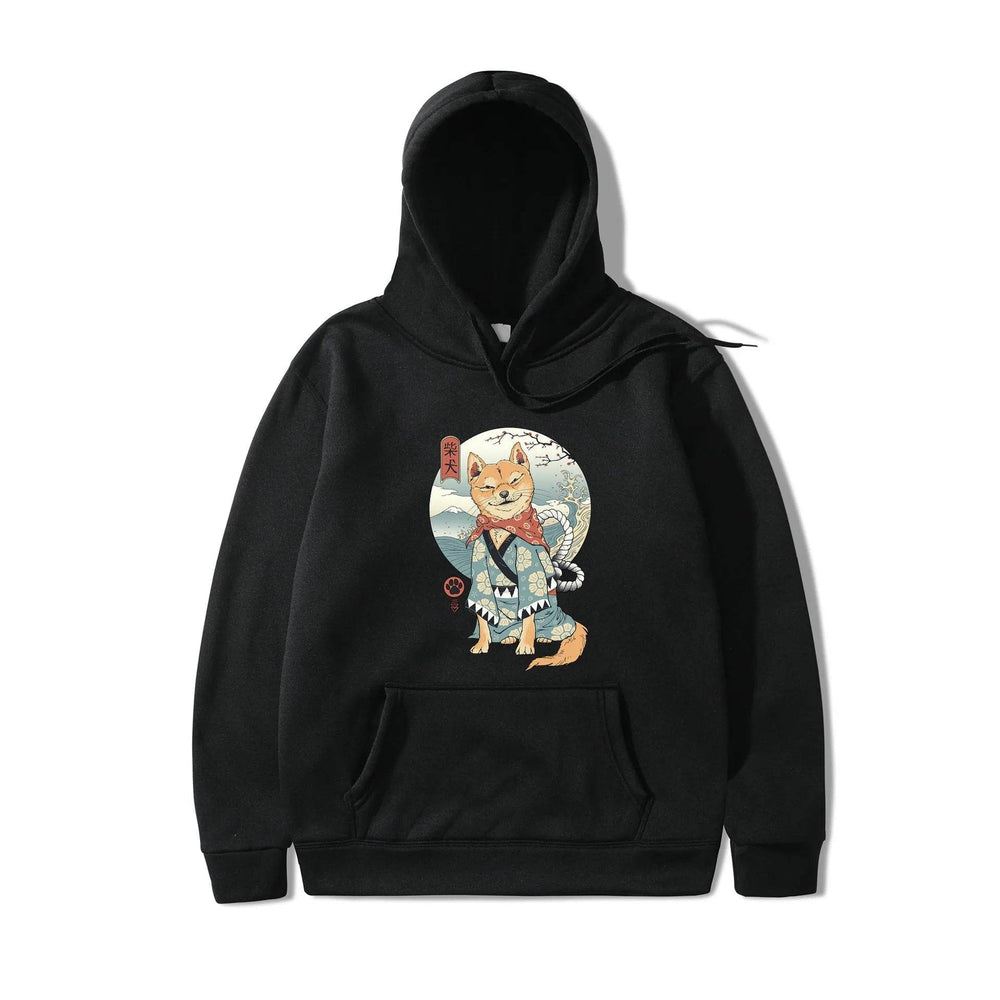 Women Shiba Inu Dog Illustration Printed Casual Hooded Sweater - EX-STOCK Canada