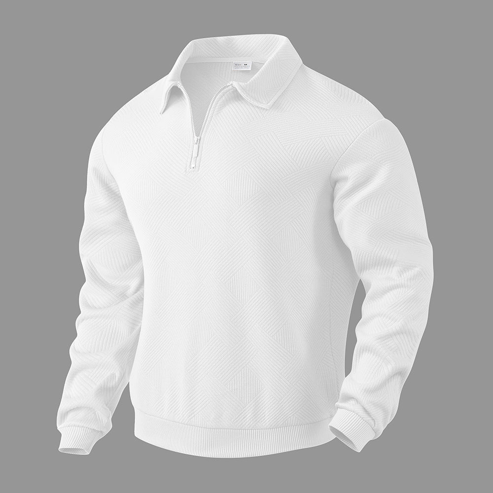 Sudadera de medio cierre con cuello de solapa y jacquard, moda, color sólido, manga larga, ropa para hombresEX-STOCK Canada