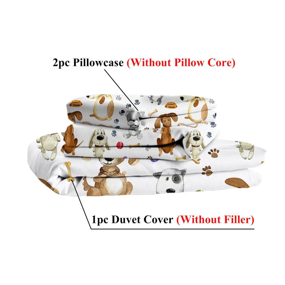 Kids' Duvet Cover Sets Animals Pastel Duvet Covers Cartoon Dogs Paws Pattern Bed Sets 3 Pieces 1 Duvet Cover And 2 Pillow Cases Cute Puppy Dogs Bedding For Kids EX-STOCK Canada