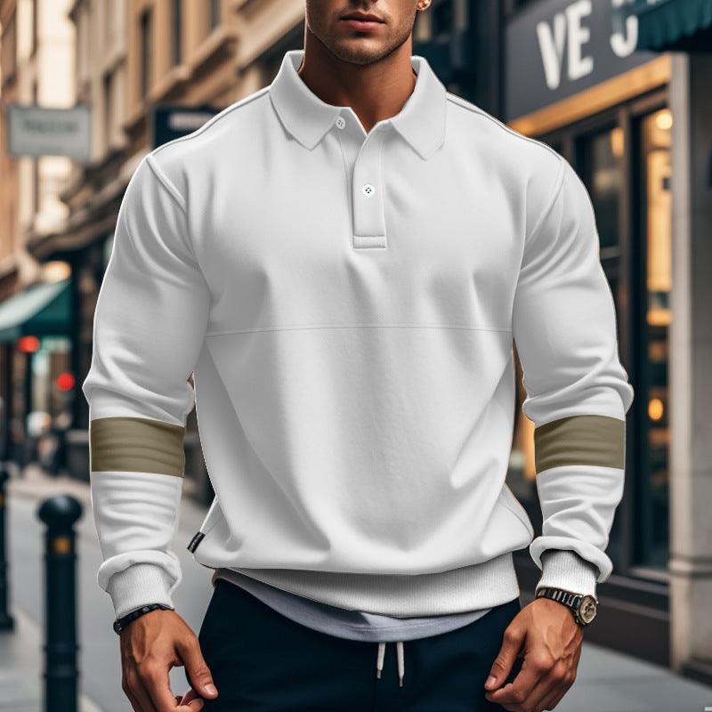 Maglietta Polo da Uomo alla Moda a Maniche Lunghe con Colletto e Bottoni, Top Sportivo Casual Largo, Abbigliamento Autunno PrimaveraEX-STOCK Canada