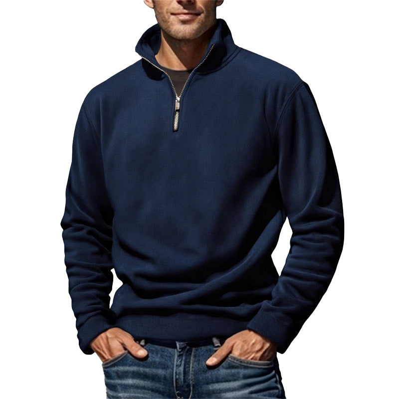 Men's Polar Fleece Top Pure Color Simple Casual Stand Collar Pullover Sweater EX-STOCK Canada