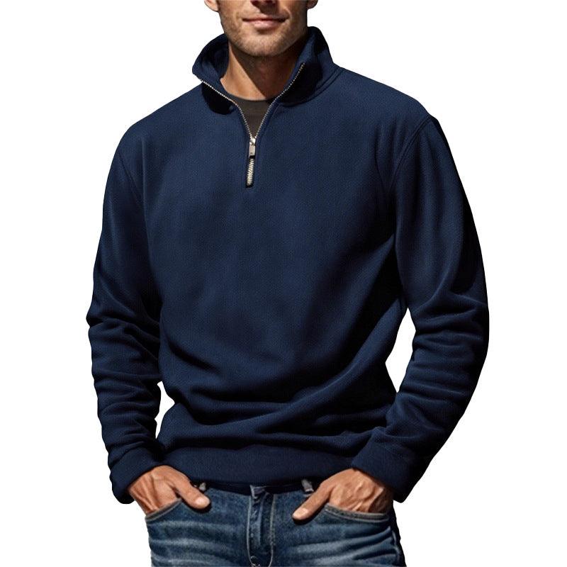 Herren Polar Fleece Oberteil einfarbig schlicht lässiger Stehkragen Pullover SweaterEX-STOCK Canada
