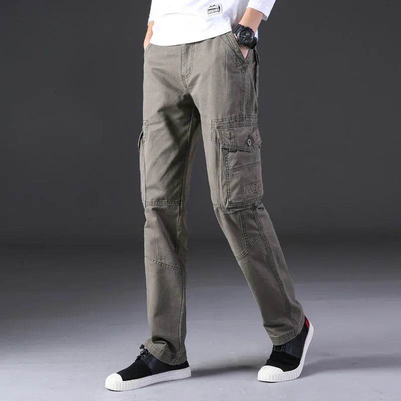 Overalls Men's Outdoor Casual Trousers Pure Cotton Straight Loose Multi-pocket Cargo Pant - EX-STOCK Canada